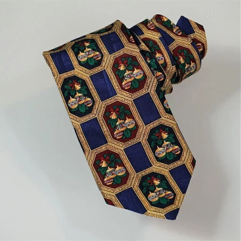 HALLMARK 1996 Yule TIE Greetings Christmas Ornaments Holiday Necktie USA Made